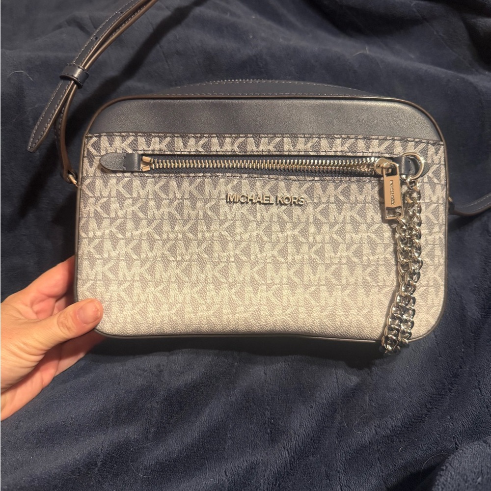 Michael Kors Blue Crossbody Bag with Metallic Accents